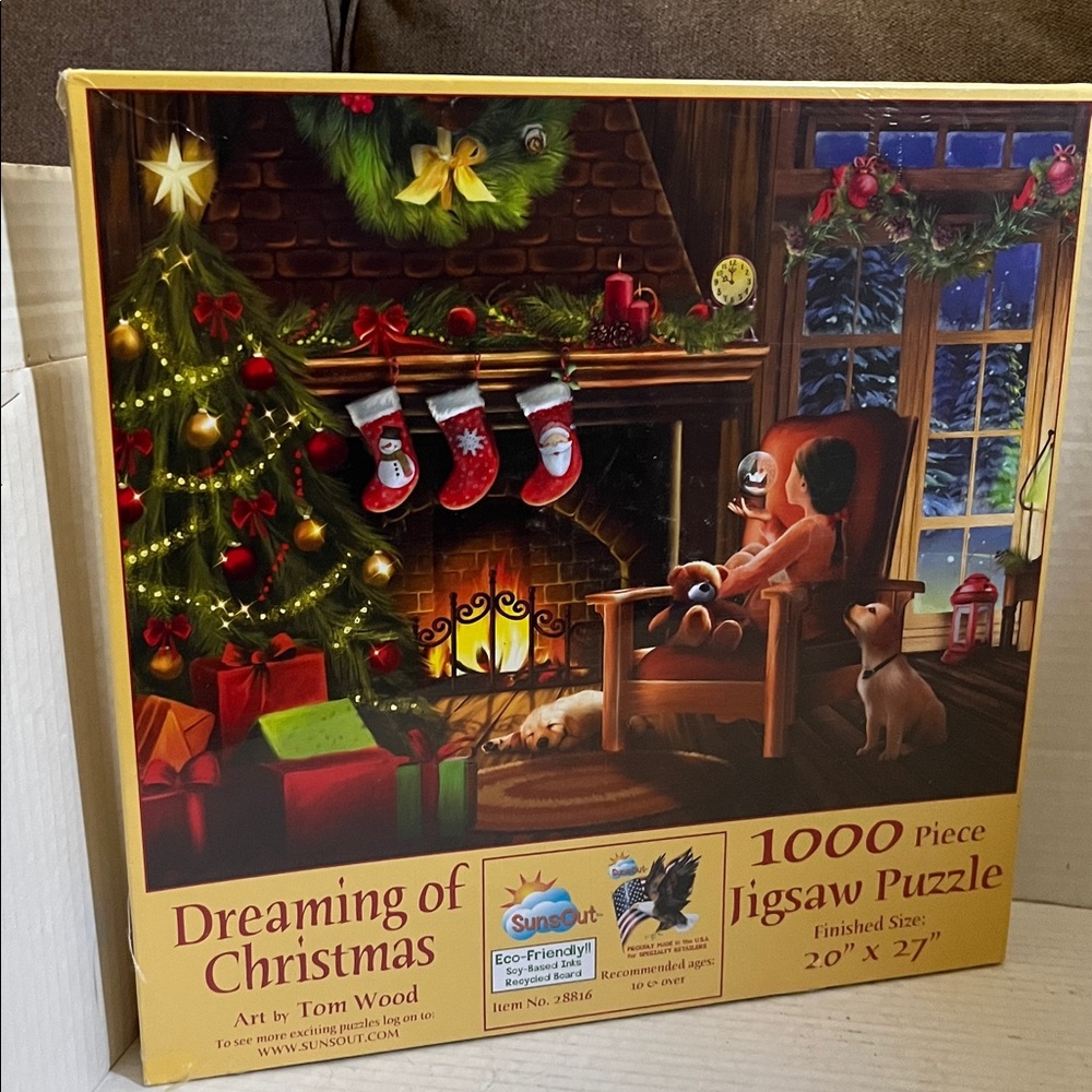 SunsOut Dreaming of Christmas Tom Wood 1000 pc holiday Jigsaw Puzzle sealed New